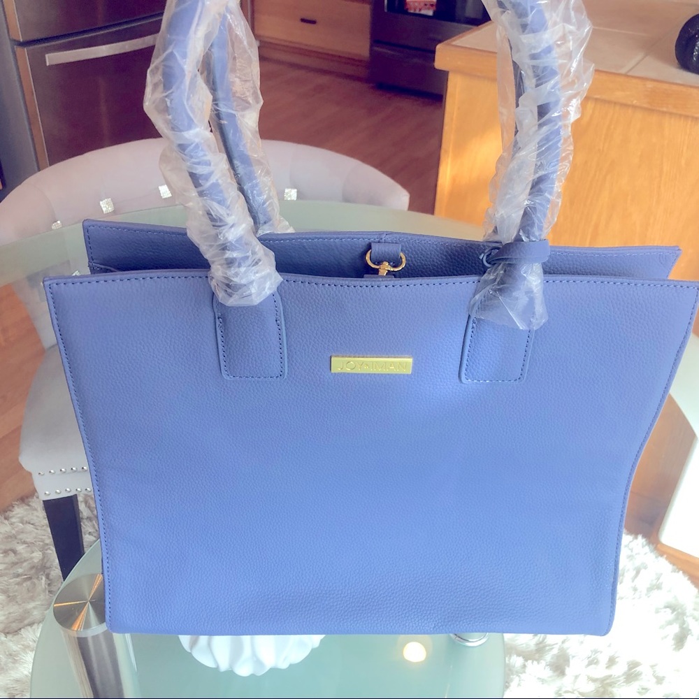 New Periwinkle Joy Mangano Genuine Leather Satchel